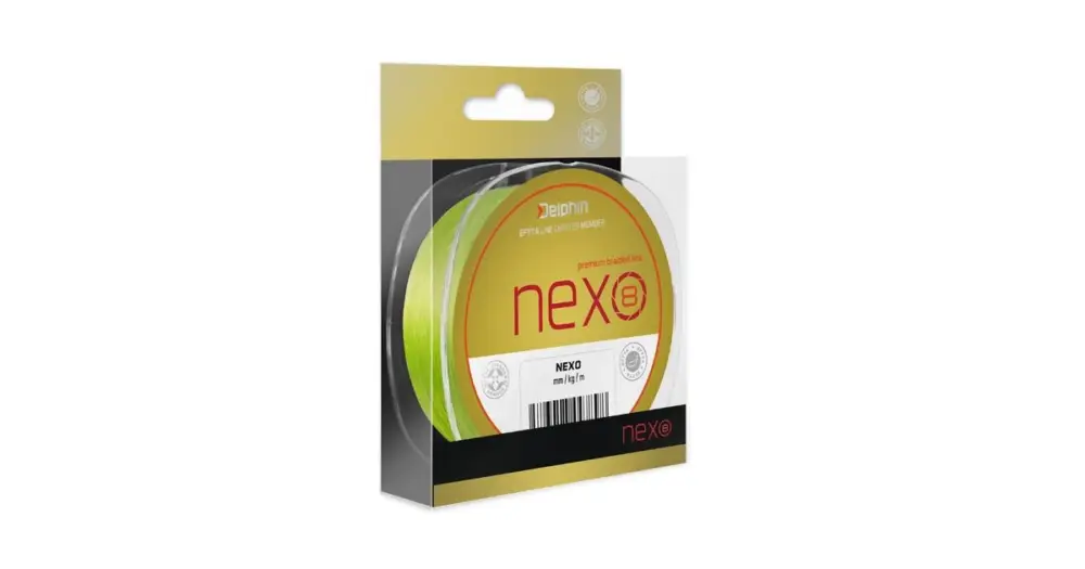 Delphin Splétaná Šňůrka Nexo 8 Fluo Zelená - Průměr 0,10 mm / Nosnost 13,6 lb / Návin 300 m Ověřený