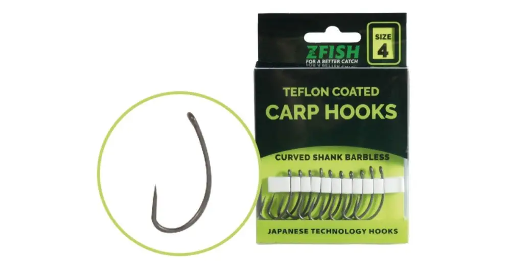 Zfish Teflonové Háčky Curved Shank Barbless 10 ks-Velikost 6 Vrácení Zdarma