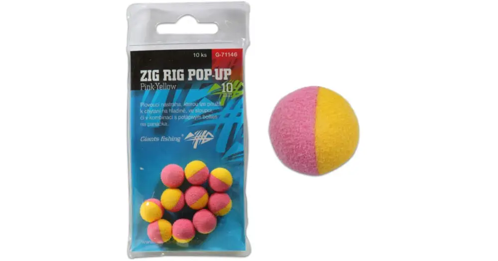 Bezpečná Platba Giants Fishing Pěnové Plovoucí boilie Zig Rig Pop Up Pink Yellow 10 ks-14 mm