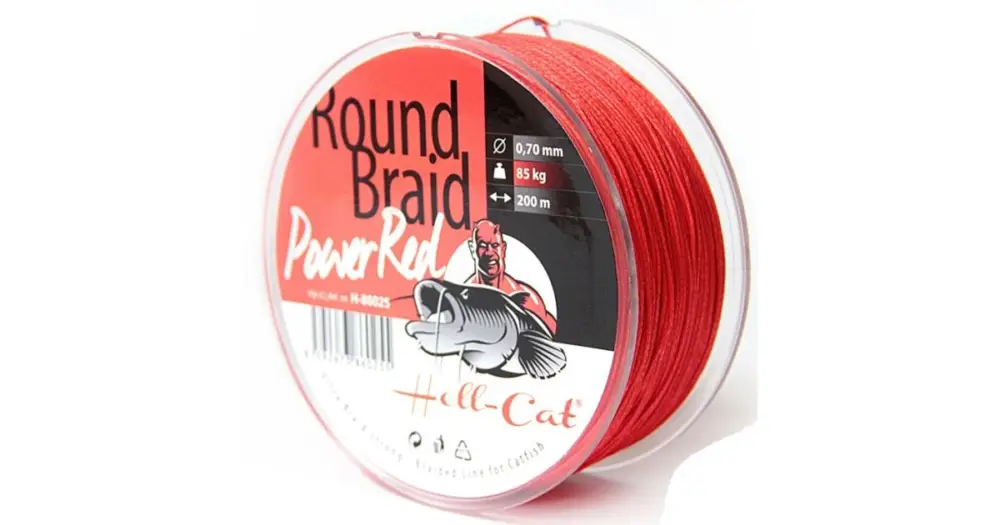 Hell-Cat Splétaná Šňůra Round Braid Power Red 1000 m-Průměr 0,70 mm / Nosnost 85 kg Horká Nabídka