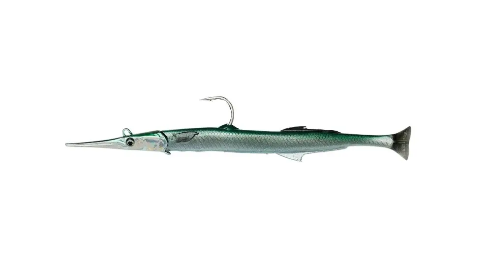 Rychlé Dodání Savage Gear Gumová Nástraha 3D Needlefish Pulse Tail Green Silver - 14 cm 12 g