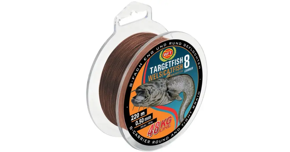 Nakupujte Hned WFT Splétaná Šňůra Targetfish 8 Catfish Hnědá - 220 m 0,60 mm 60 kg