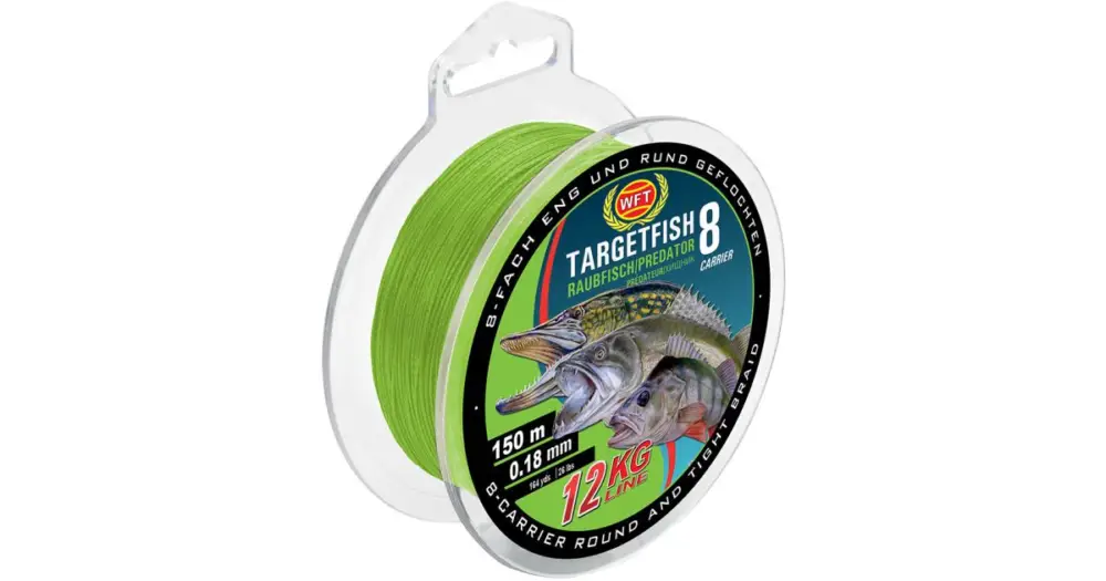 WFT Splétaná Šňůra Targetfish 8 Chartreuse 150 m Zelená - 0,15 mm - 10 kg Vysoce Kvalitní