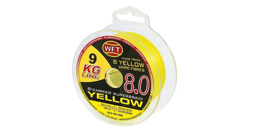 Hit Sezóny WFT Splétaná Šňůra KG 8.0 Žlutá - 600 m - 0,16 mm - 22 kg