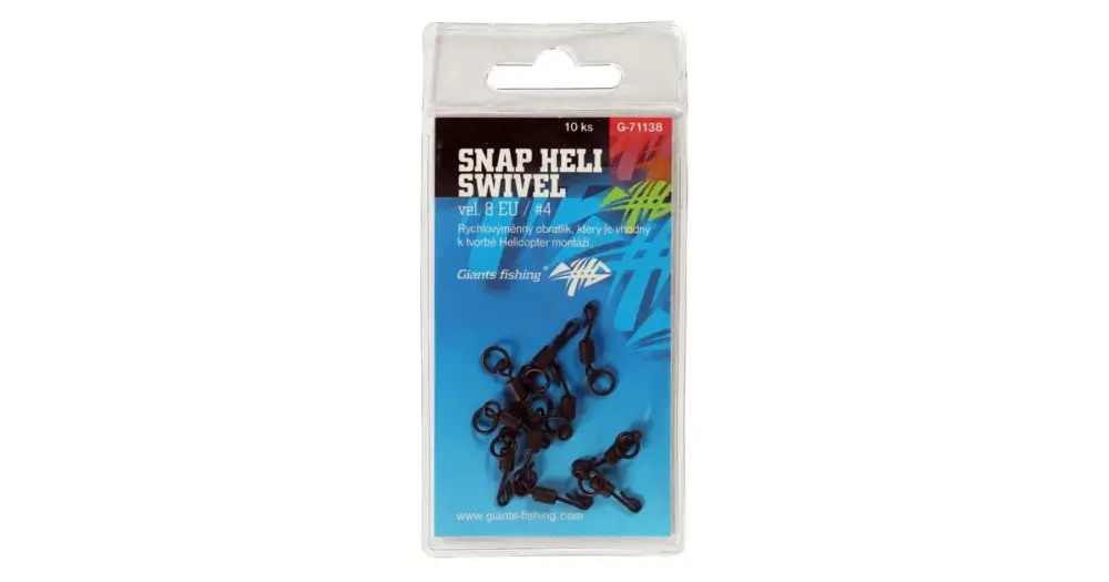 Giants Fishing Obratlík Swivel Snap Heli UK.4 vel.8 EU 10 ks Vrácení Zdarma