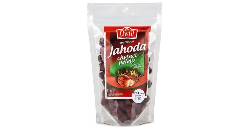Sezónní Sleva Chytil Chytací Pelety S Dírkou 250 g - Příchuť Jahoda - Průměr 20 mm