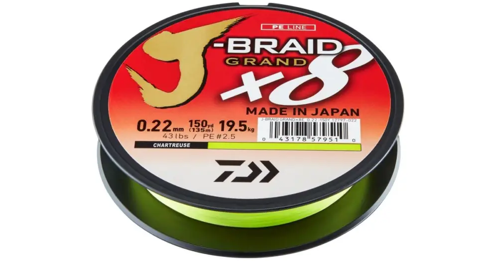 Přímo Od Výrobce Daiwa Splétaná Šňůra J-Braid Grand X8E Chartreuse 135 m - 0,20 mm 16 kg