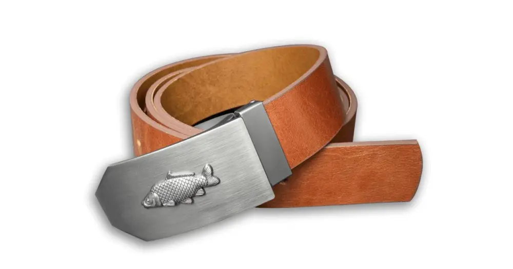 Autentický Kožený opasek 40 mm s kovovou přezkou Kapr - Hnědý