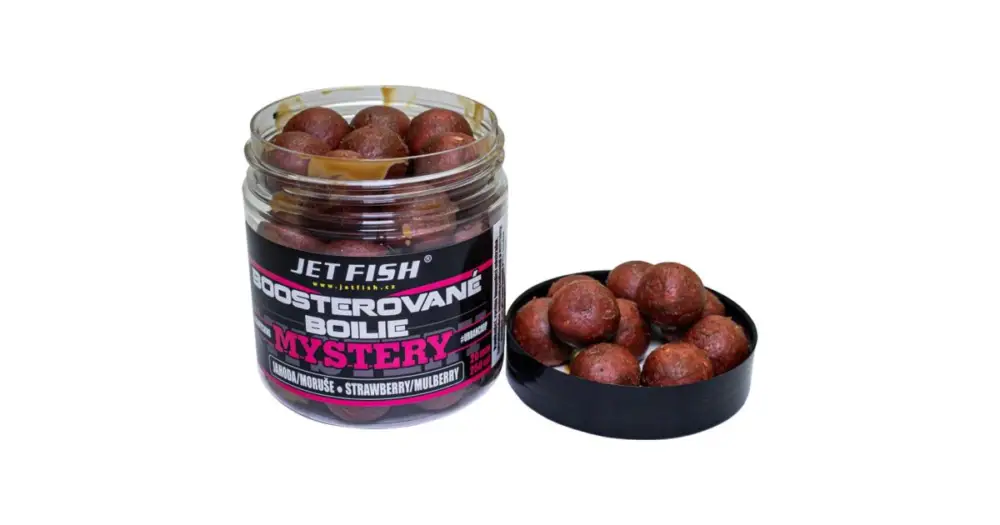 Jet Fish Boosterované Boilie Mystery Jahoda/Moruše Horká Nabídka