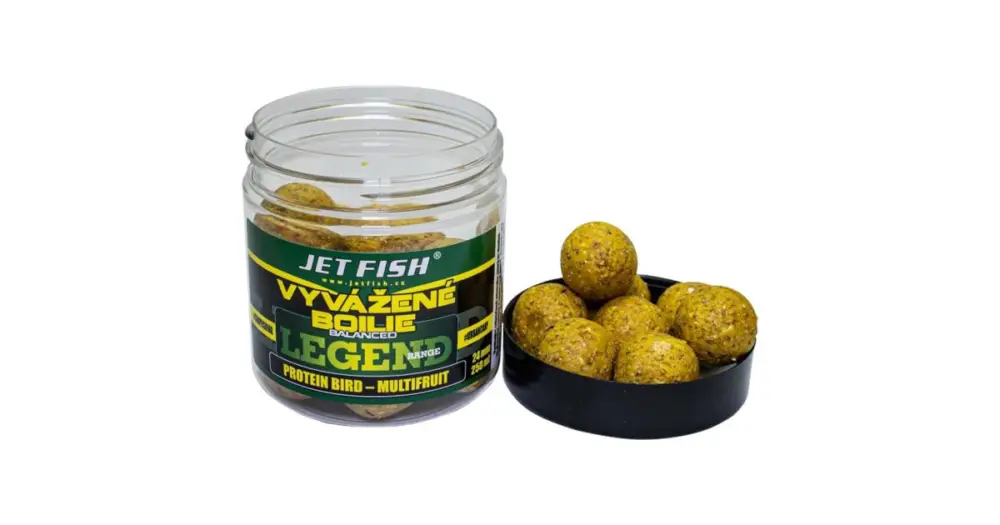 Jet Fish Vyvážené Boilie Legend Range Protein Bird Multifruit 250 ml Jen Po Omezenou Doba