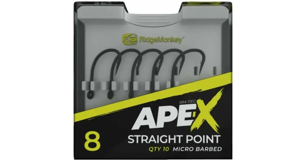 RidgeMonkey Háček Ape-X Straight Point Barbed 10 ks - Velikost 4 Nízká Cena