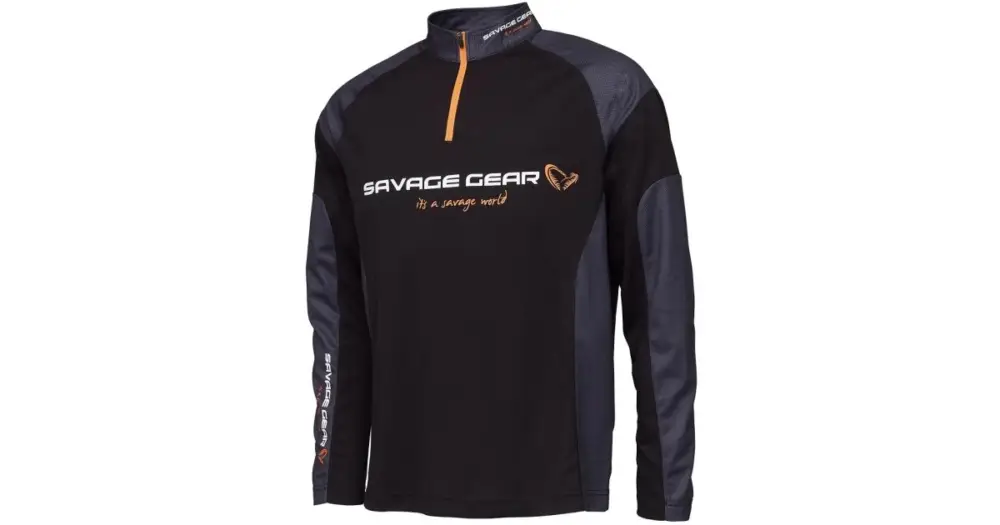 Savage Gear Tričko Tournament Gear Shirt 1/2 Zip Black INK - M Doprava Zdarma