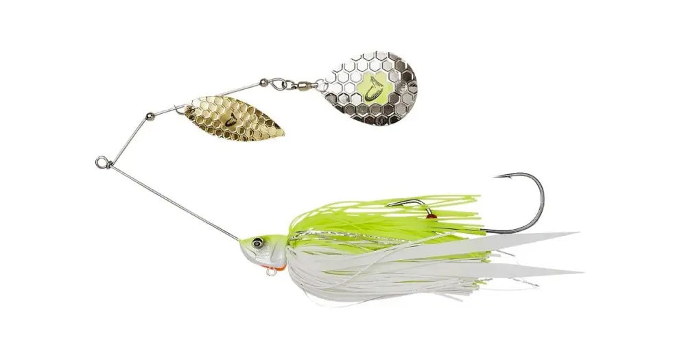 Savage Gear Třpytka Da Bush Spinnerbait Sinking Yellow White Silver - 14 cm 21 g Víkendová Akce