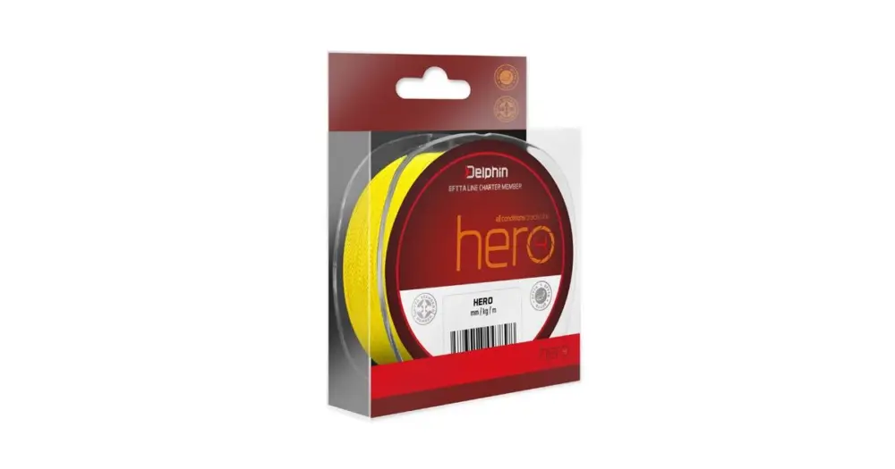 Delphin Splétaná Šňůra Hero 4 Fluo Žlutá 117 m - 0,14 mm 9,1 kg Rychlé Dodání