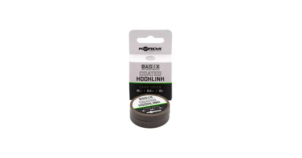 Cenově Výhodný Korda Návazcová Šňůra Basix Coated Hooklink Camo Green 10 m - 18 lb 8,2 kg