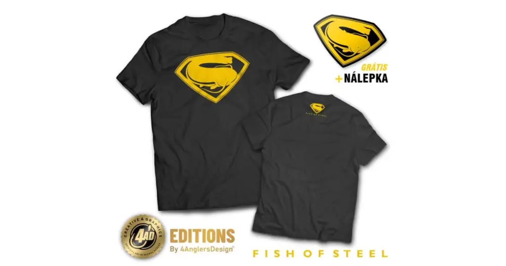 Vysoce Kvalitní 4ANGLERSDESIGN Tričko Fish Of Steel