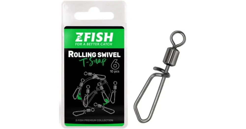 Zfish Obratlík s Karabinkou Rolling Swivel With T Snap 10 ks - Velikost 10 Nosnost 27 kg Akční Nabídka