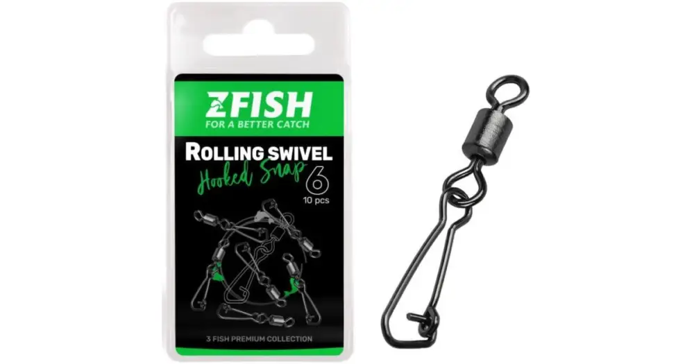 Cenová Bomba Zfish Obratlík S Karabinkou Rolling Swivel a Hooked Snap 10 ks - Velikost 14 Nosnost 16 kg