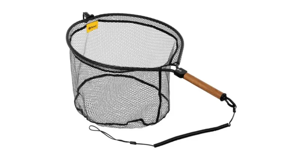 Rychlé Dodání Fencl Muškařský Podběrák King L Natur s Magnetem a Pogumovanou Sítí Magnetický Držák a Pojistné Lanko 49x39 cm