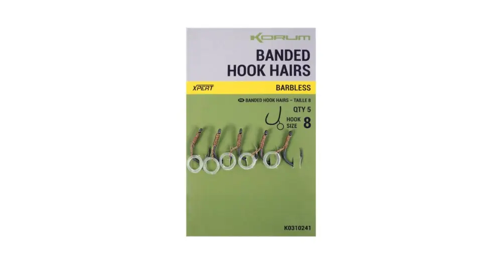 Korum Háček s Gumičkou Banded Hook Hairs Barbless - Velikost 10 Akční Nabídka