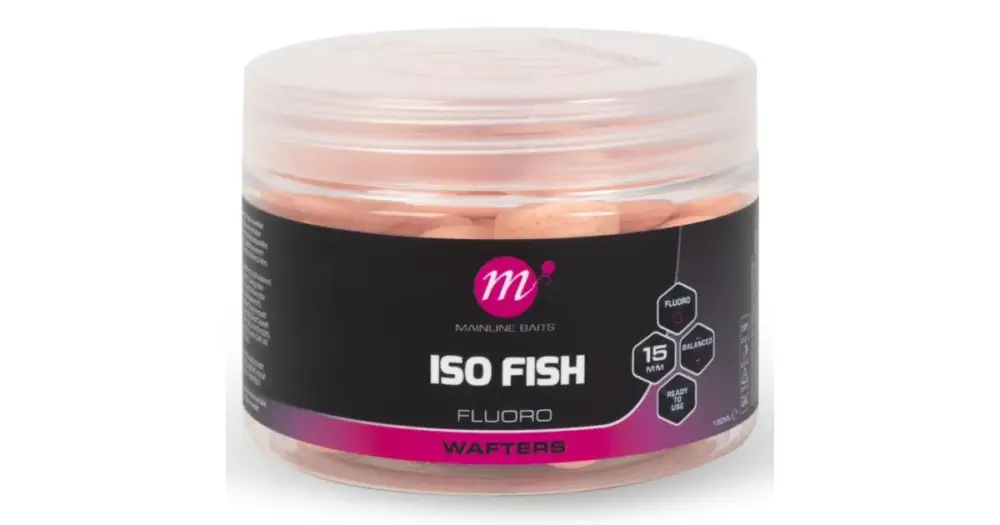 Mainline Vyvážené Boilie Fluoro Wafters ISO Fish 150 ml 15 mm - Pink Speciální Cena