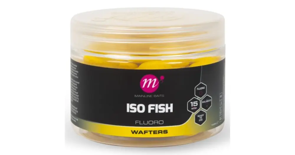 Mainline Vyvážené Boilie Fluoro Wafters ISO Fish 150 ml 15 mm Nakupujte Hned