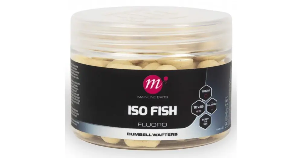 Mainline Vyvážené Boilie Fluoro Dumbell Wafters ISO Fish 150 ml 12x15 mm - White Objednat Nyní