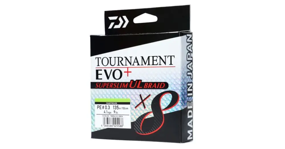 Dokud Zásoby Vydrží Daiwa Splétaná Šňůra Tournament X8 EVO+ Super Slim UL Braid Chartreuse 135 m - 0,06 mm 5,40 kg
