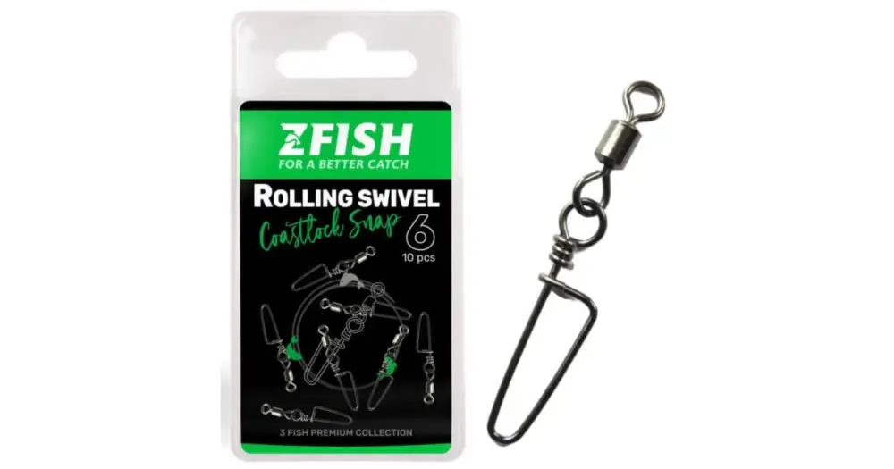 Zfish Obratlík s Karabinou Rolling Swivel & Coastlock Snap 10 ks - Velikost 6 Nosnost 30 kg Doprava Zdarma