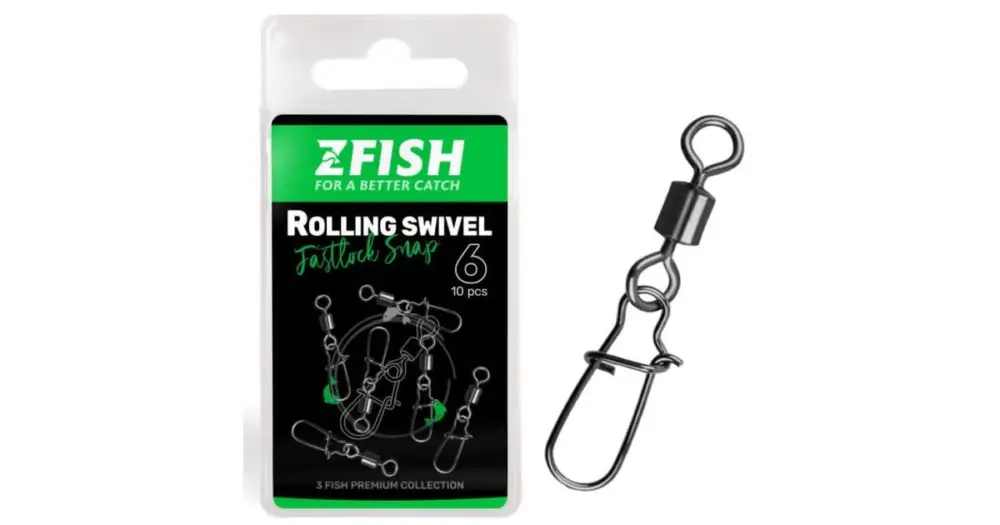 Přímo Od Výrobce Zfish Obratlík s Karabinou Rolling Swivel & Fastlock Snap 10 ks - Velikost 10 Nosnost 21 kg