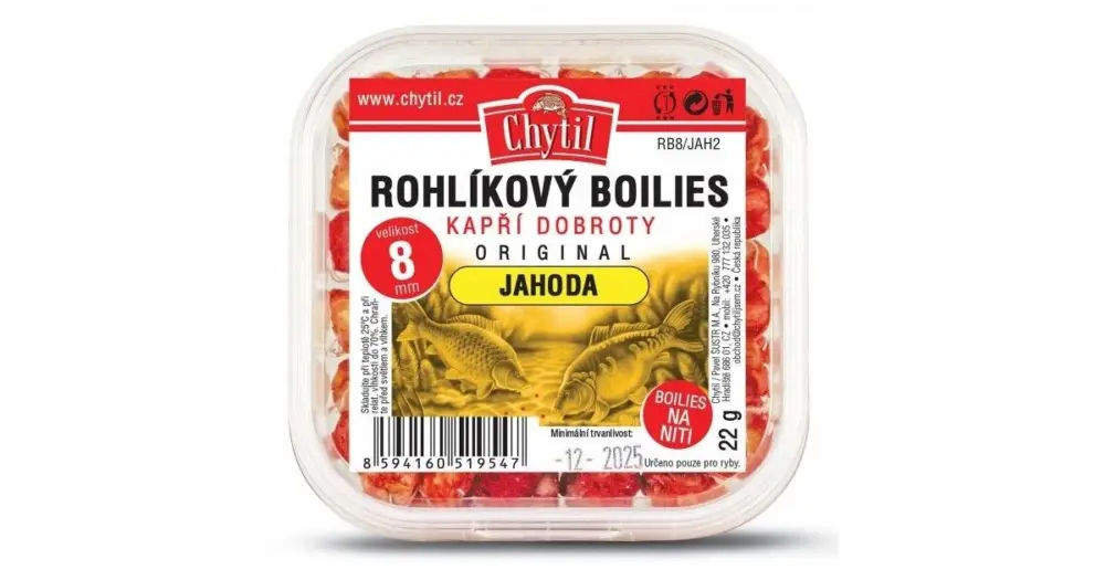 Pouze Dnes Chytil Rohlíkový Boilies 8 mm 22 g - Jahoda/Ryba