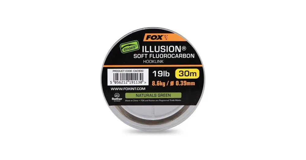 Speciální Cena Fox Fluorocarbon Edges Illusion Soft Hooklink Naturals Green 30 m - 0,39 mm 8,6 kg