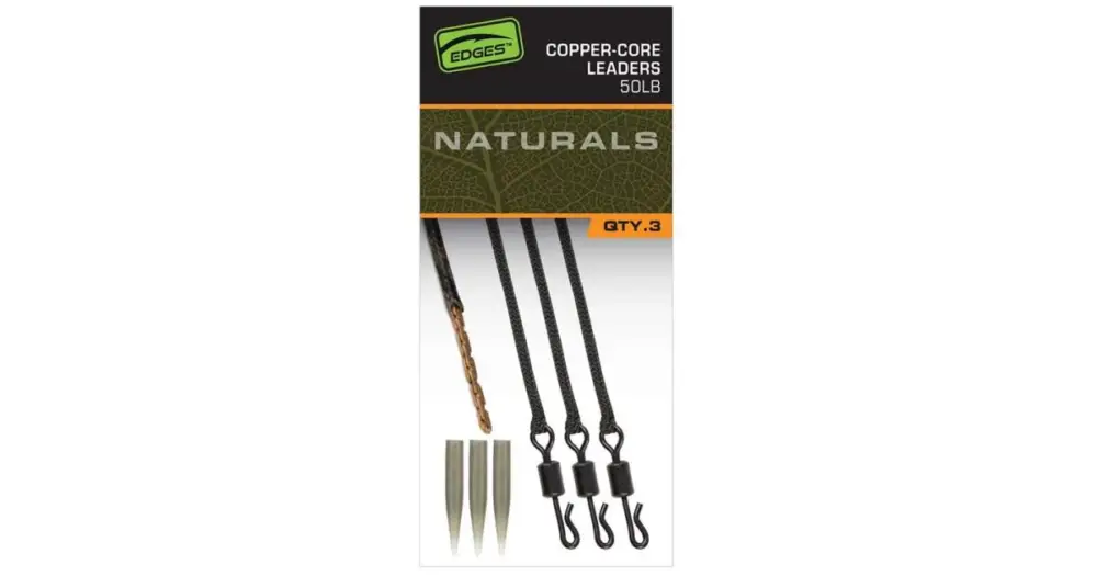 Fox Montáž Edges Naturals Copper Core Leaders 3 ks Vysoce Kvalitní