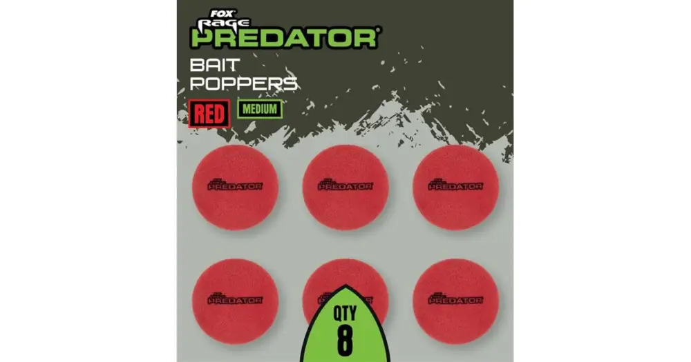 Finální Výprodej Fox Rage Predator Plovoucí Pěna Bait Poppers 8 ks - Červená Medium