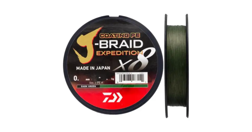 Daiwa Splétaná Šnůra J-Braid Expedition X8E Dark Green 300 m - 0,10 mm 6,9 kg Akce