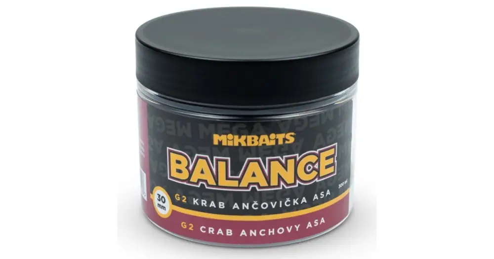 Mikbaits Vyvážené Boilie Mega Balance Gangster G2 Krab Ančovička Asa 300 ml 30 mm Výhodná Nabídka