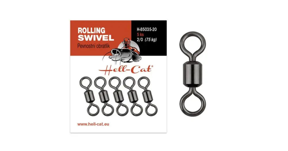 Hell-Cat Obratlík Pevnostní Power Rolling Swivel 5 ks - Velikost 2/0 Nosnost 75 kg Hit Sezóny