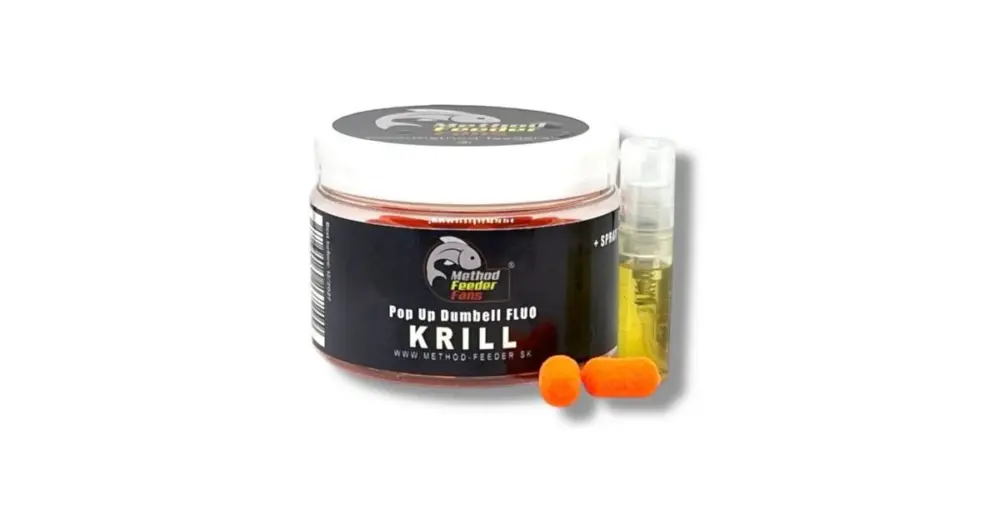 Nová Kolekce Method Feeder Fans Plovoucí Dumbell Pop Up 8x15 mm 100 ml + Sprej Esence 2 ml - Krill