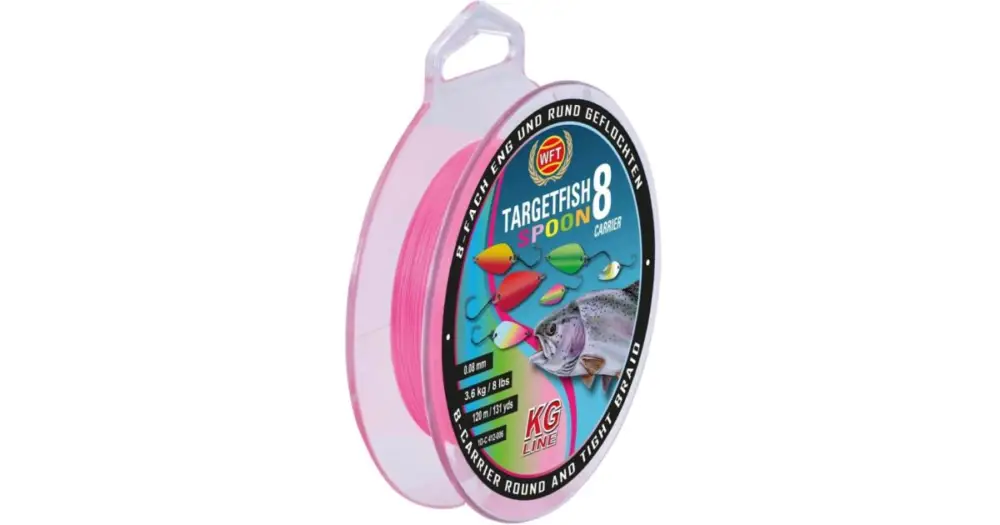 WFT Splétaná Šňůra Targetfish 8 Spoon Pink 120 m - 0,08 mm 5 kg Sezónní Sleva