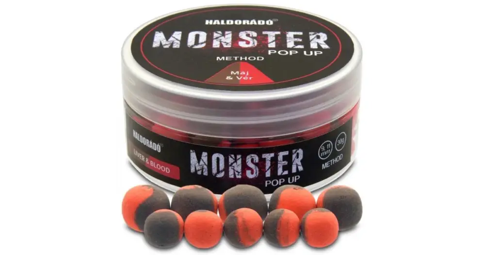 Haldorádó Plovoucí Boilie Pop-Up Method Monster 30 g 9+11 mm - Játra Krev Jen Po Omezenou Doba