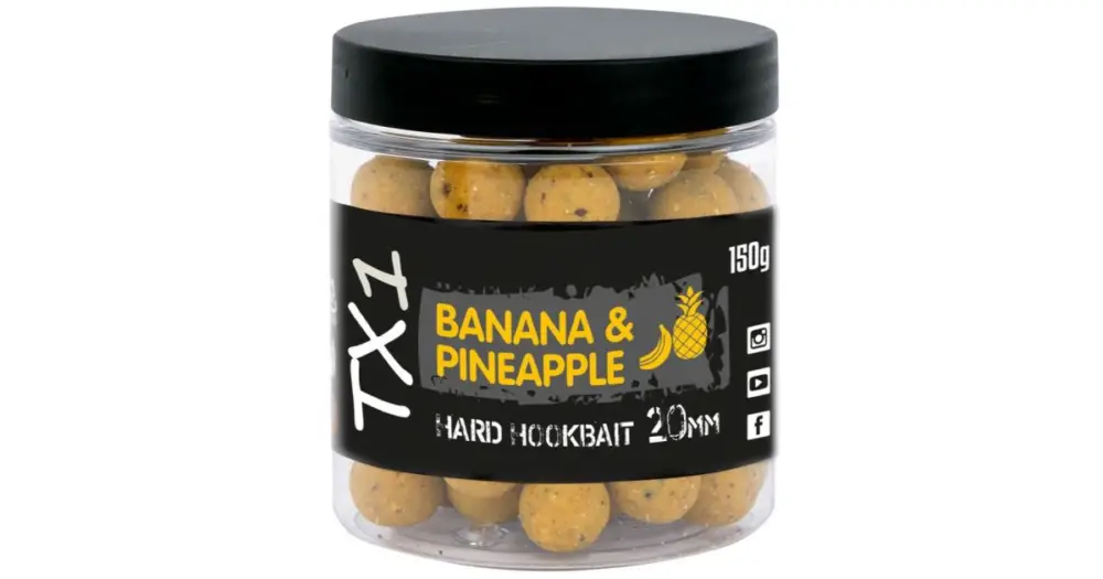 Zlevněný Shimano Tvrzené Boilies TX1 Hard Hookbait Banana & Pineapple 150 g - 20 mm