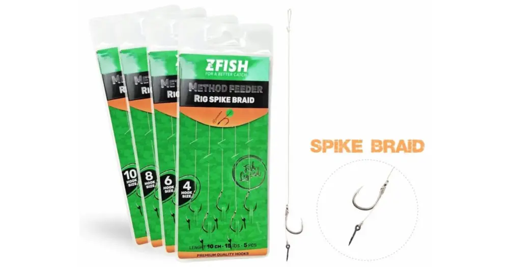 Koupit Online Zfish Návazec Method Feeder Rig Spike Braid 10 cm 5 ks - Velikost Háčku 8