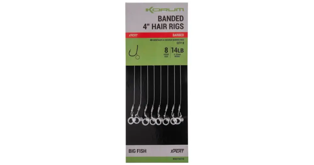 Jen Po Omezenou Doba Korum Návazec Banded Hair Rigs Barbed 8 ks Délka 4" - Velikost Háčku 8