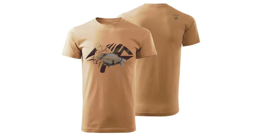 Zlevněný Giants Fishing Tričko Pánské Rybář s Kaprem Béžové - XL