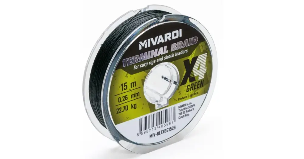Objednat Nyní Mivardi Pletená Šňůra Terminal X4 Braid Green 15 m - 0,26 mm 22,7 kg