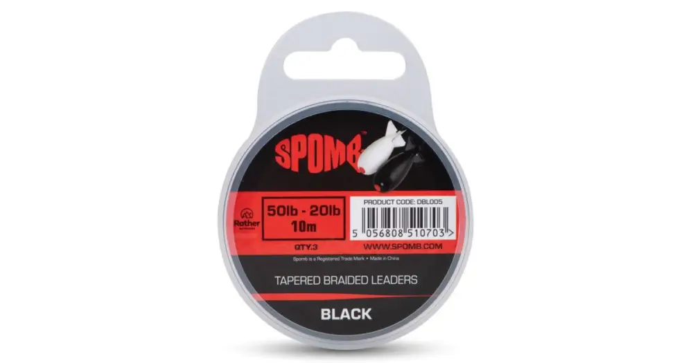 Autentický Spomb Ujímaný Šokový Vlasec Tapered Braided Leaders 3x10 m 50-20 lb - Černý