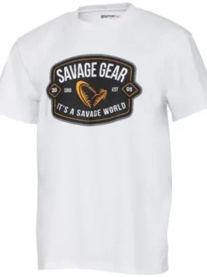 Značkový Savage Gear Tričko Badge Logo Tee White - XXL