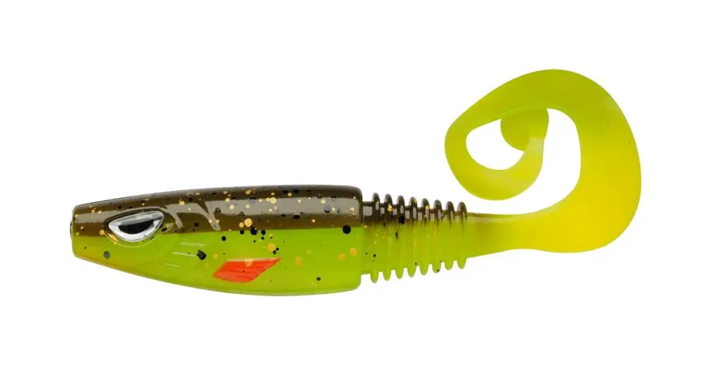 Rychlé Dodání Berkley Gumová Nástraha Sick Curl Brown Chartreuse - 12 cm