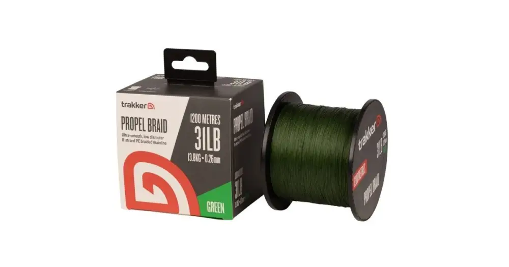 Trakker Kmenová Pletená Šňůra Propel Braid 1200 m 0,26 mm 31 lb Green Vrácení Zdarma