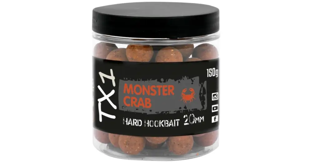 Shimano Tvrzené Boilies TX1 Hard Hookbait Monster Crab 150 g Bezpečná Platba